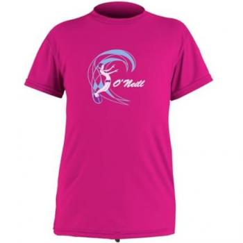 Camiseta de Manga Corta para Niños O'Neill O'zone Rosa Fucsia con Protección Solar
