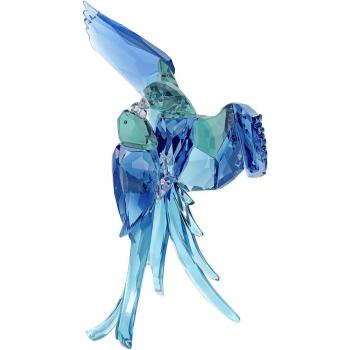 Swarovski figura decorativa, color azul, diseño de loros