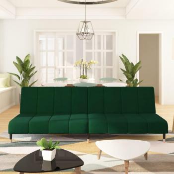 Dark Green Velvet 2-Seater Sofa Bed