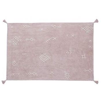Alfombra Infantil Lavable Itza Rosa 100% Algodón - 140x200 cm - Diseño de Iconos Geográficos