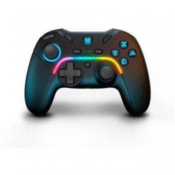 KROM Gamepad KAYROS -NXKROMKAYROS- Gamepad alambrico e inalambrico, diseñado para competicion, botones configurables y macros, PC, SWITCH, ANDROID, IOS, LED RGB, soporte smartphone, negro