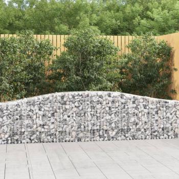 Arched Gabion Baskets Set of 3, 400x30x60/80 cm, Galvanised Iron