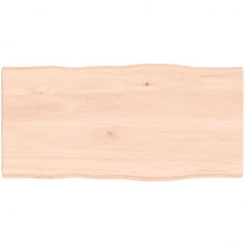 Encimera de mesa de madera maciza 80x40x(2-4) cm con borde natural en roble sin tratar