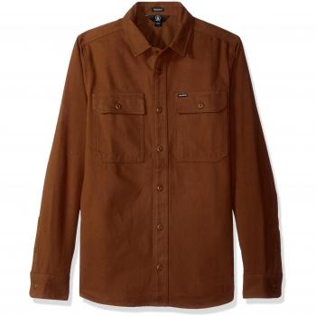 Volcom Ketil Camisa de Manga Larga, Hombre, Marron