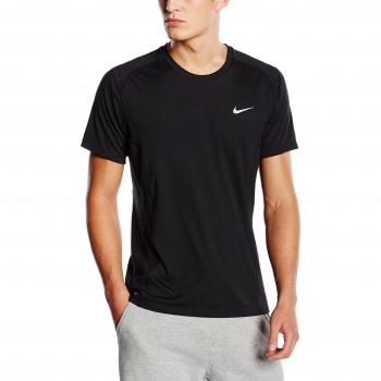 NIKE Dry Miler Camiseta de Manga Corta, Hombre, Negro/Plateado