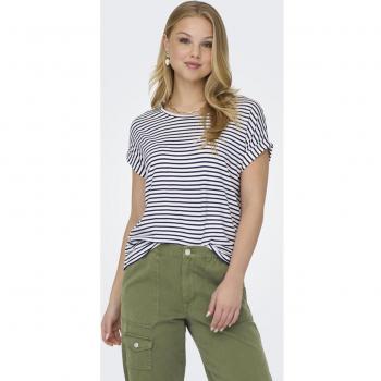 Camiseta Only Moster Stripe Blanco Para Mujer