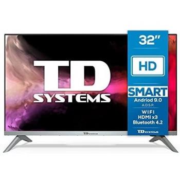 TD Systems K32DLJ12HS - Televisores Smart TV 32 Pulgadas HD Android 9.0 y HBBTV, 800 PCI Hz, 3X HDMI, 2X USB. DVB-T2/C/S2, Modo Hotel. Televisiones