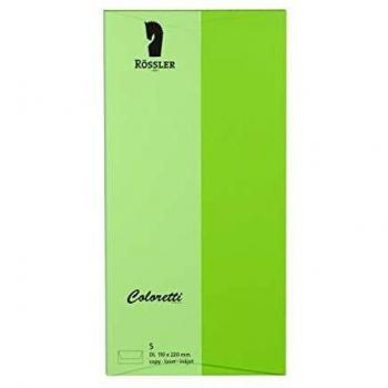 Sobre DL americano Coloretti 80g/m² verde lima, paquete de 5 unidades