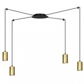 Lámpara de Suspensión Traker EPIKASA, Acero con Recubrimiento de Polvo, Negro y Oro, 300x300x14 cm