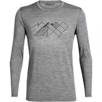 Icebreaker Tech Lite Geo Mountain - Camiseta de manga larga para hombre, Hombre, color gris, tamaño M