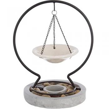 Quemador de Aceites Esenciales Original de Diseño Nórdico para Velas de Té con Arco de Metal y Base de Piedra, Estilo Zen