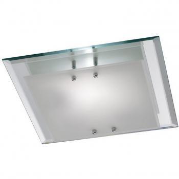 Plafón Mira cromo brillo 2 bombillas 8,5cm, cuadrado de 350 mm, cromo pulido E27 de 2 luces