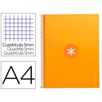 Cuaderno espiral Liderpapel Antartik A4 microperforado tapa dura forrada 80 hojas 90 g/m² cuadrícula de 5mm con margen banda de color most