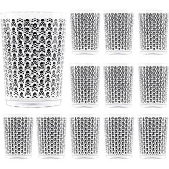 Set de 12 vasos de sidra de cristal transparente 35cl con calaveras Scalpers Home