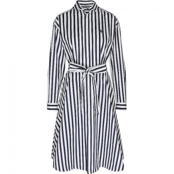 Vestido Camisero Corto Ralph Lauren con Cinturón a Tono, Color Azul Marino, Talla 38