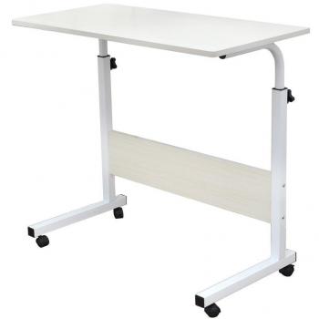 DlandHome 80 * 40 cm Ajustable Mesa de Ordenador Portatil con Ruedas Sofá Mesa Mesas de Centro, Arce