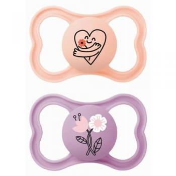 Chupete MAM Supreme de Silicona Rosa +6m, 2 Unidades, Suave, Resistente y con Escudo Ventilado