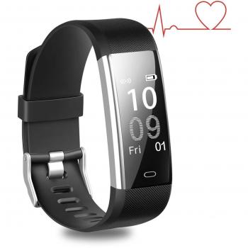 Smart watches Fitness Tracker, robotsdeal actividad Tracker Monitor de frecuencia cardiaca con 14 modos de ejercicio Monitor de sueño con ruta GPS de seguimiento podómetro paso contador con 4 reloj para Android o iOS Smartphones, negro