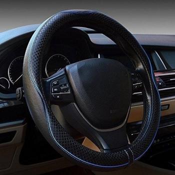 Gomass Cubre Volante de cuero coche universal de 15 pulgadas y transpirable antideslizante de ruedas Wrap
