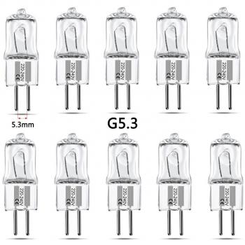 qobobo® Lámpara de la bombilla halógena G5.3 10x luz blanco cálido, lámpara de la cápsula, 25W,blanco cálido, 110-120V 220-240V