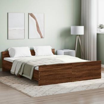 Cama con cabecero y piecero de roble marrón 140x200 cm vidaXL