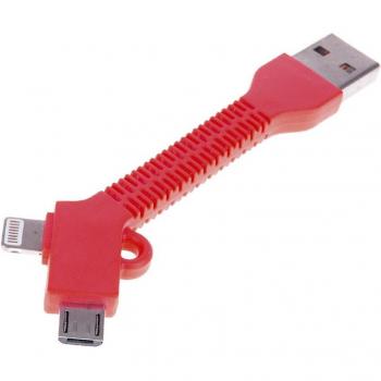 Conector 2 en 1 Semirígido para iPhone 5/6 y Micro USB - Rojo