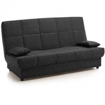 Sofá Cama Clic Clac Julieta 3 Plazas Color Gris Negro con 2 Cojines - Medidas Sofá: 184x75x31 cm, Medidas Cama: 190x132x40 cm