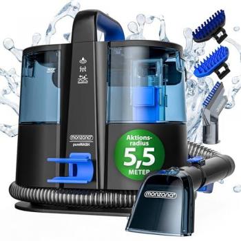 Aspirador Lavador SC4000 400W Negro/Azul con Doble Depósito para Sofás, Alfombras y Coches
