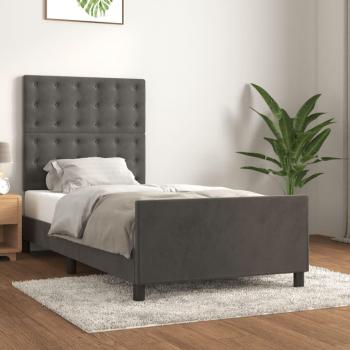 Cabecero de cama de terciopelo gris oscuro 90x200 cm con estructura vidaXL