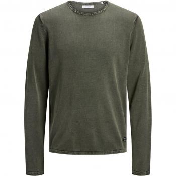 Suéter de Hombre Jack & Jones Eleo Knit, Cuello Redondo, Color Oliva Polvorienta, Talla XL