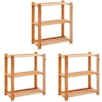 vidaXL Madera de Pino Maciza 3X Estanterías con 3 Niveles Estantes Repisas Librería Mueble de Despacho Salon Casa 150 kg