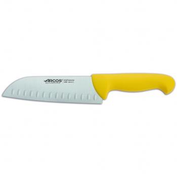 Cuchillo Santoku Arcos Serie 2900 - Hoja de Acero Inoxidable NITRUM y Mango Ergonómico de Polipropileno en Color Amarillo