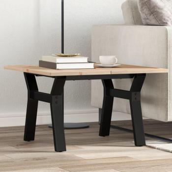 Mesa de centro vidaXL 70x70x40 cm con marco de hierro y madera maciza de pino, ideal para salón, comedor o uso auxiliar