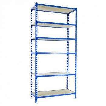 Estantería Metálica SimonRack de Almacenaje de Acero, 2500x800x500 mm, 6 Baldas de Madera, Soporta 150 kg de Punto Flexión por balda, Color Azul/Madera