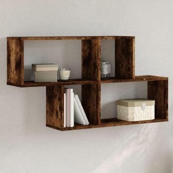 Estantería de pared madera ingeniería 100x20x53 cm en Blanco, Negro y Roble Sonoma - Mueble de Almacenaje para Oficina, Estudio y Dormitorio