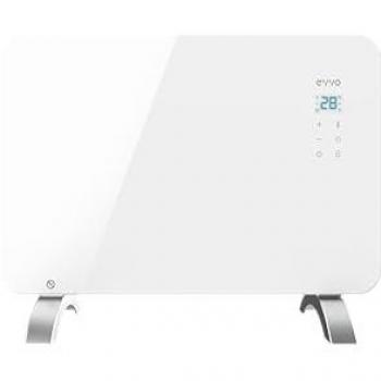 Radiador Eléctrico EVVO C Cristal Blanco 1.000W con Wifi, Pantalla Táctil, Mando a Distancia, Temporizador y Soporte de Pie - Eficiente, Silencioso y Antisal
