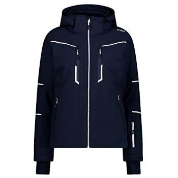 CMP Chaqueta de esquí para mujer con capucha desmontable, cierre de cremallera, tejido elástico de poliéster, color marino