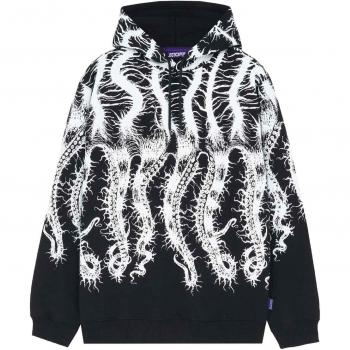 Tentacle-Embroidered Black Hoodie for Men - Size XS