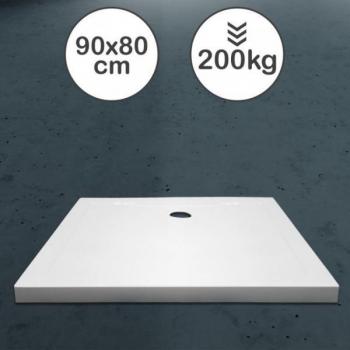 Plato de Ducha Aquamarin Nova - Rectangular, 90 x 80 cm, Super Plano, Antideslizante, Acrílico, Fácil Instalación, Acabado en Blanco Brillante, Ligero y Resistente a Ara