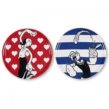 Excelsa Popeye & Olivia - Juego de 2 platos para pizza, porcelana, azul