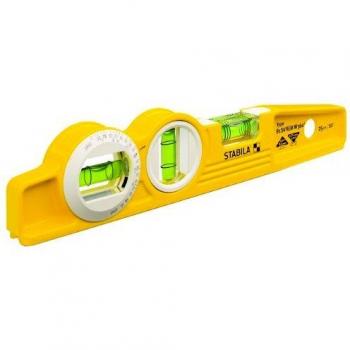 Nivel de burbuja Stabila 166700 con base magnética e inclinómetro Torpedo 81SREM 360º de 25cm con funda para cinturón