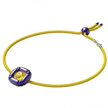 Swarovski Purple Cushion Cut Necklace, Yellow female, Size: ONE SIZE