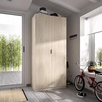 HOMEKIT Armario ropero 2 Puertas, Madera, Natural, 81x184x52 cm