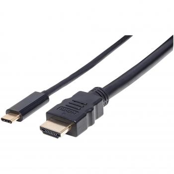 Manhattan USB-C to HDMI Cable 4K@30Hz 2m Black Male to Male Three Year Warranty Polybag