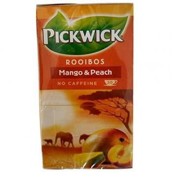 Pickwick Rooibos Mango Perzik, Té Rooibos con Sabor a Mango y Perzik, 20 Bolsitas