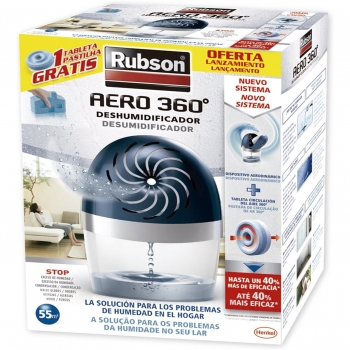 Deshumidificador Rubson Aero 360º con Recambio de 450g, Absorbe Humedad y Malos Olores