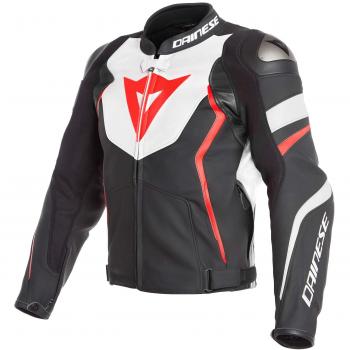 Dainese Avro 4 - Chaqueta de piel perforada para motocicleta, color negro y blanco mate