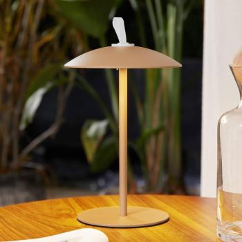 Lámpara de mesa LED recargable Kanani, marrón, regulable