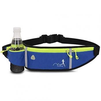 TuTuShop - Riñonera para correr, ligera, ajustable, con correa elástica, soporte para teléfono, riñonera de entrenamiento para hombres, mujeres y niños/as, azul