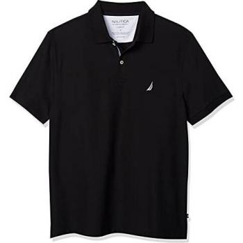 Nautica Men's Classic Short Sleeve Solid Performance Deck Polo Shirt, True Black, XL